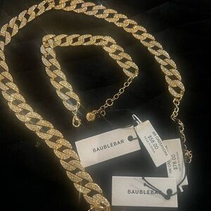 BaubleBar Gold Chain Necklace and Bracelet Set BNWT